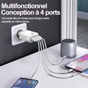Aioneus - 40W Fast USB Charger with 4 Ports, QC3.0 for iPhone & Samsung