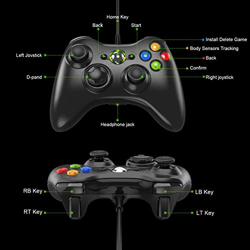 Diswoe - Wired Xbox 360/PC Controller Gamepad with USB Cable
