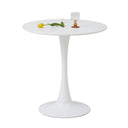 GrandCA HOME Modern Round Dining Table with white MDF tabletop and tulip design pillar base