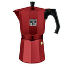 Cecotec - Red Aluminium Coffee Maker for 12 Cups, Ergonomic Handle, Silicone Seal