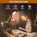 IZELL - 23 LED Reading Lamp with USB Charger, 3 Colors, 10 Brightness Levels