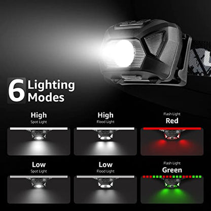 LE - Rechargeable LED Headlamp with 6 Modes for Camping & Hiking