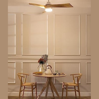 Create - Wind Curve Ceiling Fan, Natural Wood, Remote Control, 132 cm, Quiet DC Motor, 6 Speeds, Timer