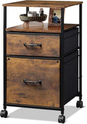 DEVAISE Vintage Brown Rolling Container with 2 Drawers