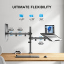 Huanou - Adjustable Monitor Stand, Single Arm Mount for 32" Screen & 17" Laptop, Heavy Duty Ergonomic Design