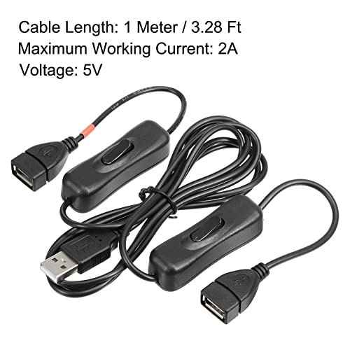 MECCANIXITY - USB Extension Cable with ON/Off Switch, 1M Dual Female Cord