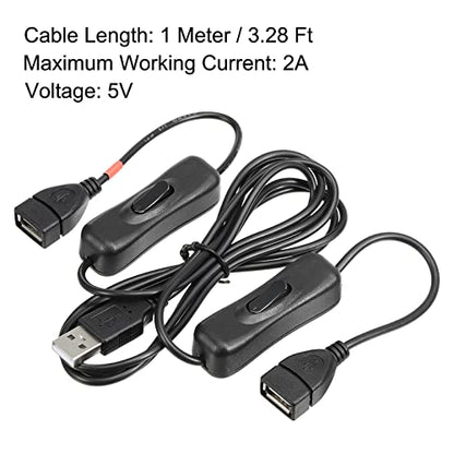 MECCANIXITY - USB Extension Cable with ON/Off Switch, 1M Dual Female Cord
