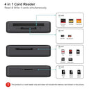 Benfei - 4-in-1 USB 3.0 & USB-C Memory Card Reader, Supports SD/Micro SD/MS/CF