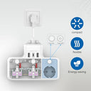 Techuoso - Electric Power Strip with Independent Control, 3 Sockets, White
