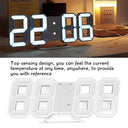 Buyweek - 3D LED Wall Clock with White Frame, Digital Alarm, Temperature Display