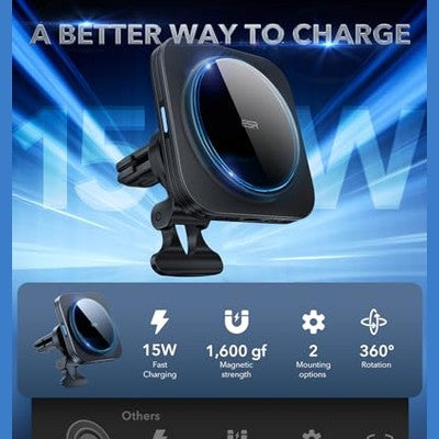 ESR - 15W MagSafe Car Mount Charger With 36W QC 3.0 Fast Charger