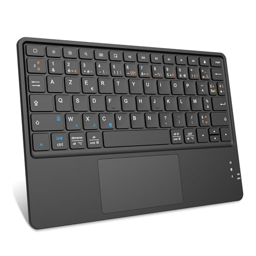 FINTIE - 10 Inch AZERTY Bluetooth Keyboard with Touchpad for iPad & Android