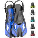Shop Khroom's adjustable snorkel fins for adults and kids. Perfect for snorkeling, swimming, and diving. Lightweight and short design for ultimate comfort.