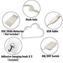 Dyc - Cloud Shaped Warm White Neon Sign, USB/Battery Operated Night Light