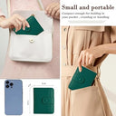 Anywn - Women's Small Soft Leather Purse with Large Zip Coin Compartment, Deep Green, 5 Card Slots, Compact Design