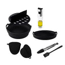 Enhance your cooking with Cecotec's Silicone Pack for 5-6.5 L Air Fryers. Includes mold, separator, gloves, and more. Perfect for healthier meals! Keywords: Cecotec, air fryer accessories, silicone pack, cooking tools