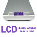 Samtek - Digital Kitchen Scale 1g/10kg, Stainless Steel Platform, Backlit Display