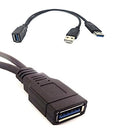 Alinna - USB 3.0 Female to Dual USB Male Y Extension Cable for Hard Disks