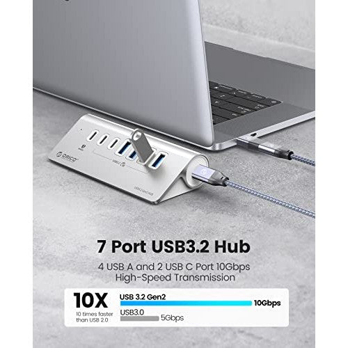 ORICO - 7-Port USB 3.2 Gen 2 Hub With 60W PD Charging And C to C Cable