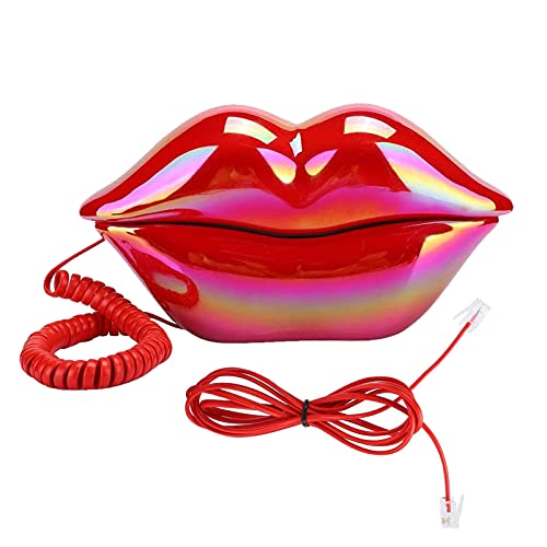 Yitengteng - Plating Red Sexy Lip Corded Phone, Ideal for Home/Office Decor & Gifts