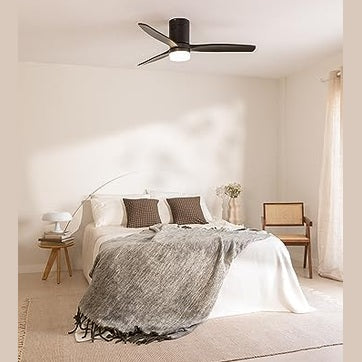 Create - Windcalm Ceiling Fan, Black, 132cm, 6-Speed, Remote & Wall Switch, Quiet DC Motor