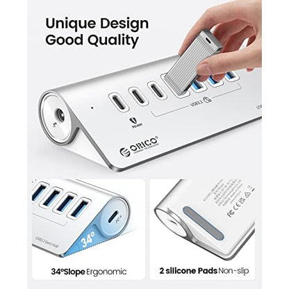 ORICO - 7-Port USB 3.2 Gen 2 Hub With 60W PD Charging And C to C Cable
