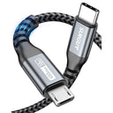 Sunguy 1.5FT Micro USB to USB C Cable - OTG Compatible, Nylon Braided