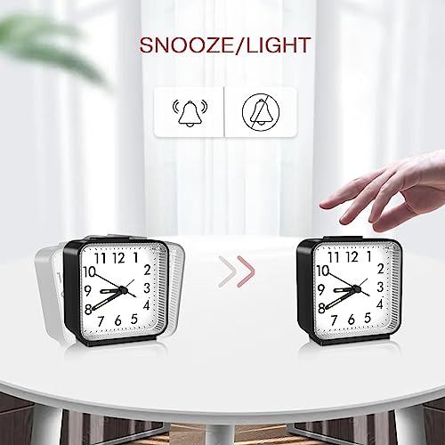 LOFICOPER - 3-Inch Analog Alarm Clock With Night Light And Snooze Function