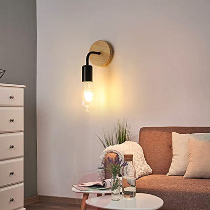 DAXGD - Industrial Wooden Wall Sconces 2 Pack for Living Room, Bedroom
