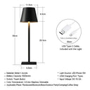 Liyabber - Rechargeable Cordless LED Table Lamp, Dimmable, USB Portable, 5600mAh Battery