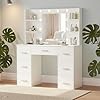 Puselo Dressing Table with Mirror and LED Lights - white