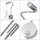 Wefoonlo - 3W Flexible Gooseneck LED Wall Light with Plug & Switch for Reading