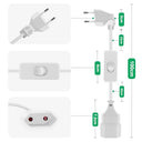 HuaLiSiJi - Euro Extension Cable with Switch, 2.5A, 1m for Household Use
