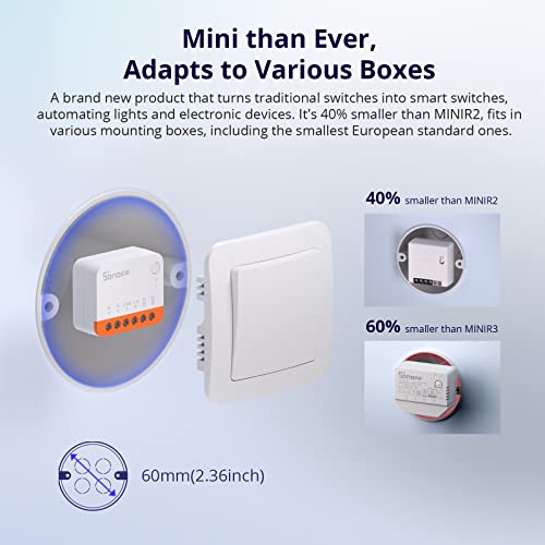 Sonoff - Mini R4 WiFi Smart Switch 2 Way with Timing Function and Remote Control