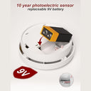 Ruan - 10-Year Lifespan Photoelectric Smoke Alarm with Test Button, Easy Install