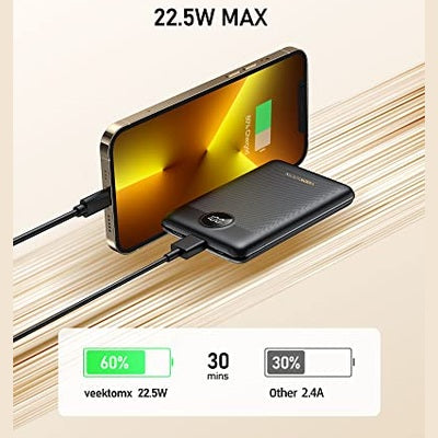 VEEKTOMX - Mini Power Bank 10000mAh, 22.5W Fast Charging Portable Charger