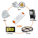 Zakvop - 24V LED Driver 24W 1A Transformer, Compact Power Supply for G4 GU5.3 MR11 MR16