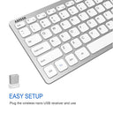 Arteck - 2.4G Wireless Ultra Slim Keyboard with Media Hotkeys for PC & Laptop