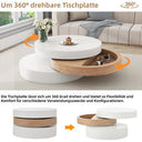Neche White and Willow Wood Cylindrical Coffee Table with 360° Rotation