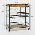 Asofer Three-Tier Rolling Bar Cart with Removable Top Tray