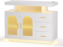 Artiss LED Buffet Sideboard with 3 Drawers and Charging Station