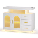 Artiss LED Buffet Sideboard with 3 drawers, transparent doors, and warm white light