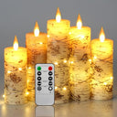 Da By - Hand Painted Birch Bark LED Candle Set with Remote & Dancing Flame - Da By Product
