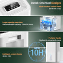 Ceefelian - High-Efficiency Dehumidifier for Home & Basement | 91 OZ Tank, Covers 900 sq.ft, Quiet Operation, Auto Shut-Off