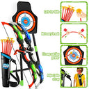 Own1one - LED Bow and Arrow Set for Kids, 20 Sucks, 2 Quivers, Target Disc