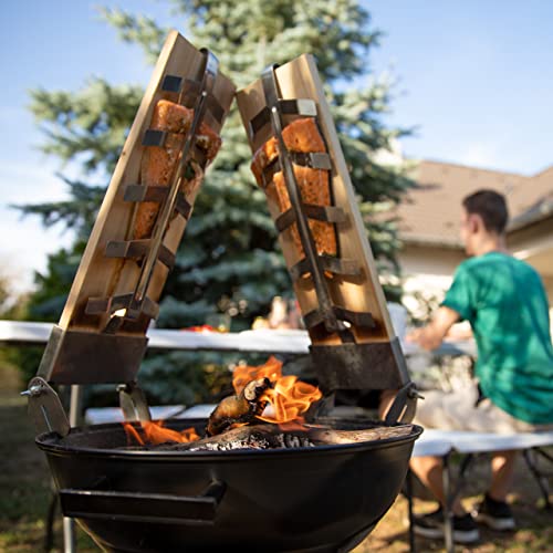 Relaxdays - Flame-Grilled Salmon Boards Set of 2 with Cedar Wood Holders