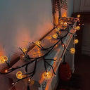 Halloween Decor - LED Fairy String Lights with Pumpkin & Bat Pendants, 1.8m