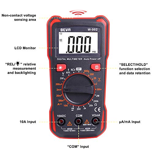 Beva - Digital Multimeter & Continuity Tester, AC/DC Voltage & Current Meter