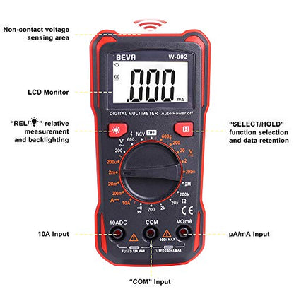 Beva - Digital Multimeter & Continuity Tester, AC/DC Voltage & Current Meter