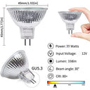 Edearkar - MR16 Halogen Light Bulbs 8 Pack, 35W, 12V, G5.3 Base, Warm White